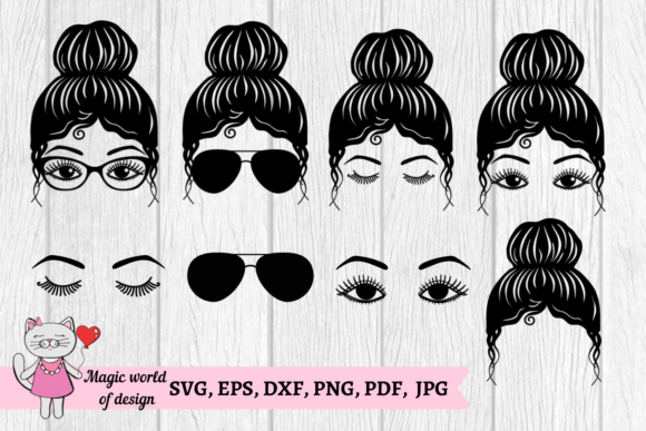 Messy Bun Hair Svg Bundle for Crafts and Graphics